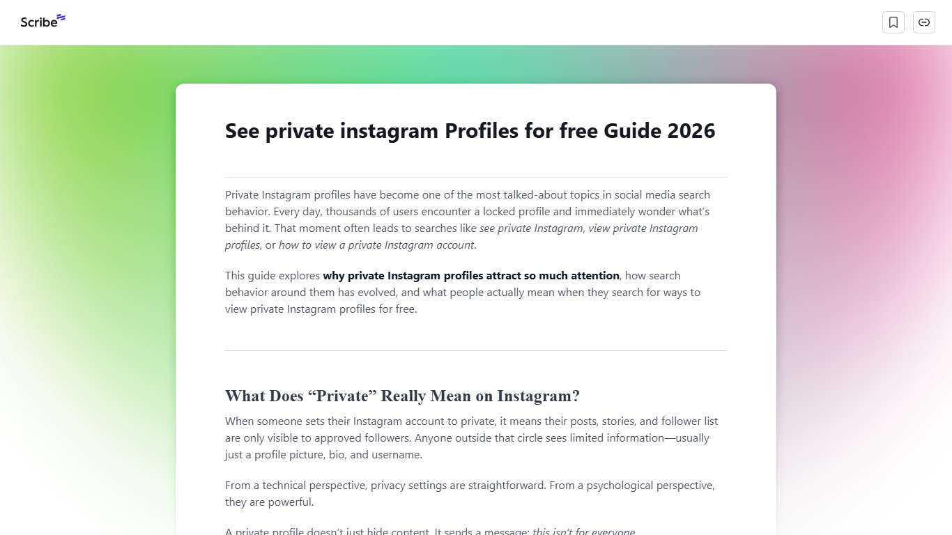 See private instagram Profiles for free Guide 2026 | Scribe
